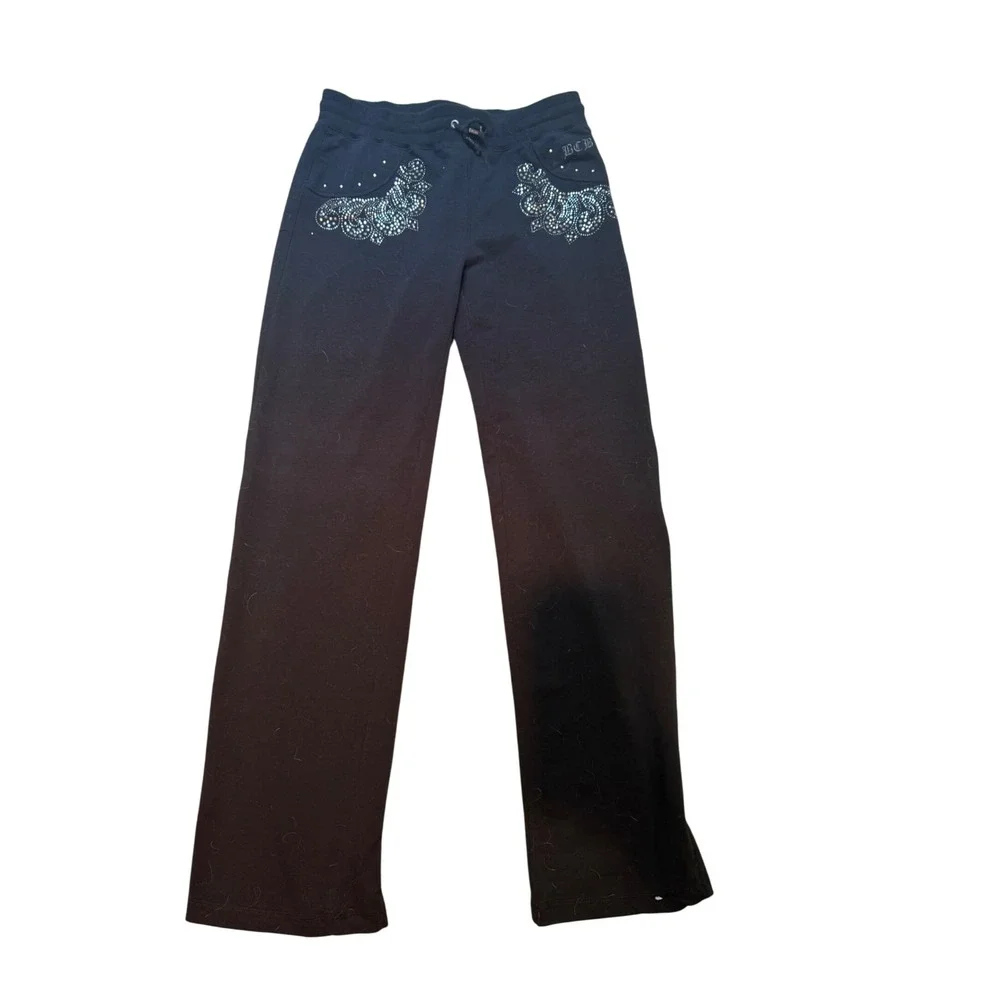 BCBGMAXAZRIA Black Rhinestone Tracksuit Set Jacket Pants Women's XL - Picture 4 of 14